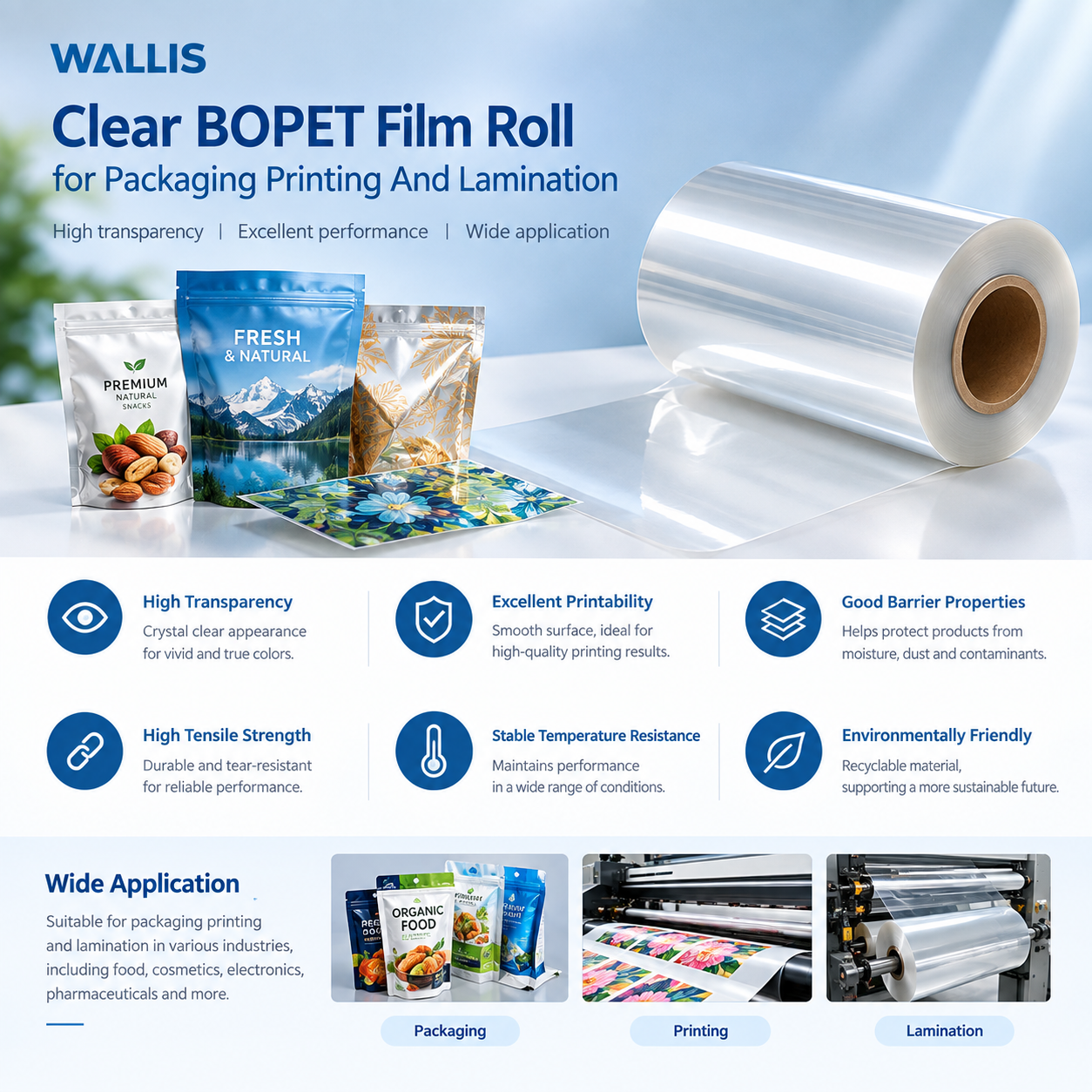Transparent BOPET film Pellicola trasparente BOPET