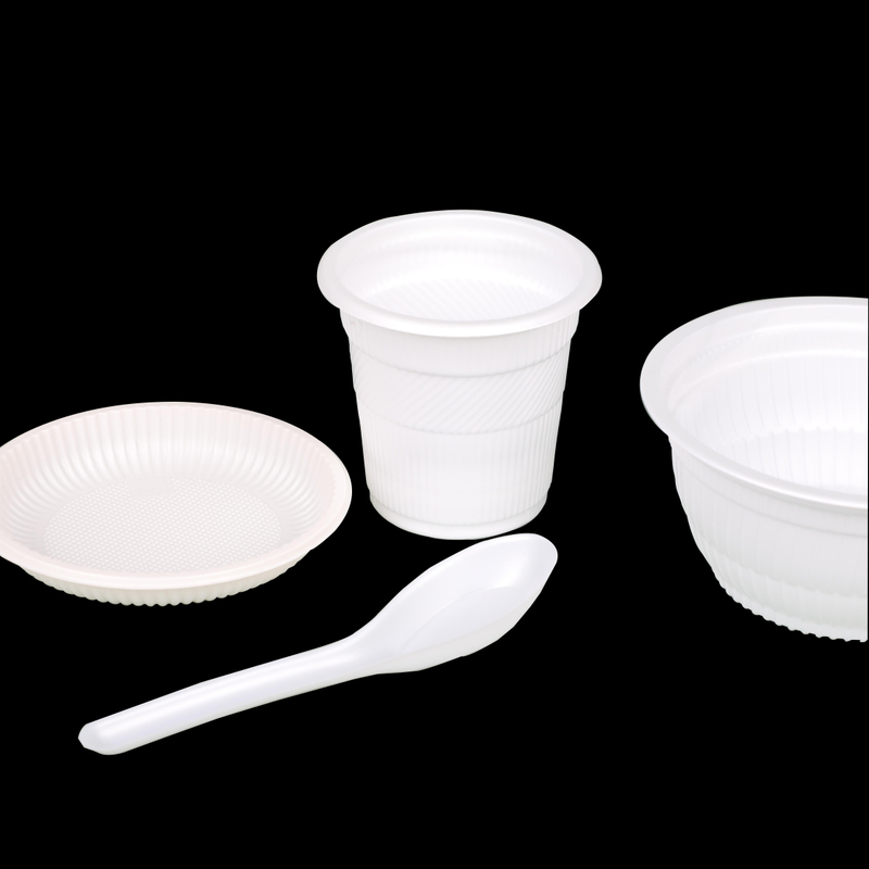 Recyclable Biodegrade PLA Bowl Cup Saucer Spoons-wallis