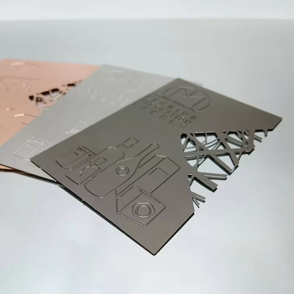 Custom Logo Hollow Card Matte Black Silver Metal Cards