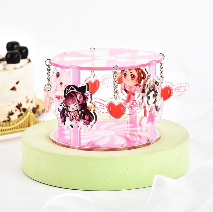 Custom Acrylic Carousel Standee Rotating Double-Sided Clear Acrylic ...