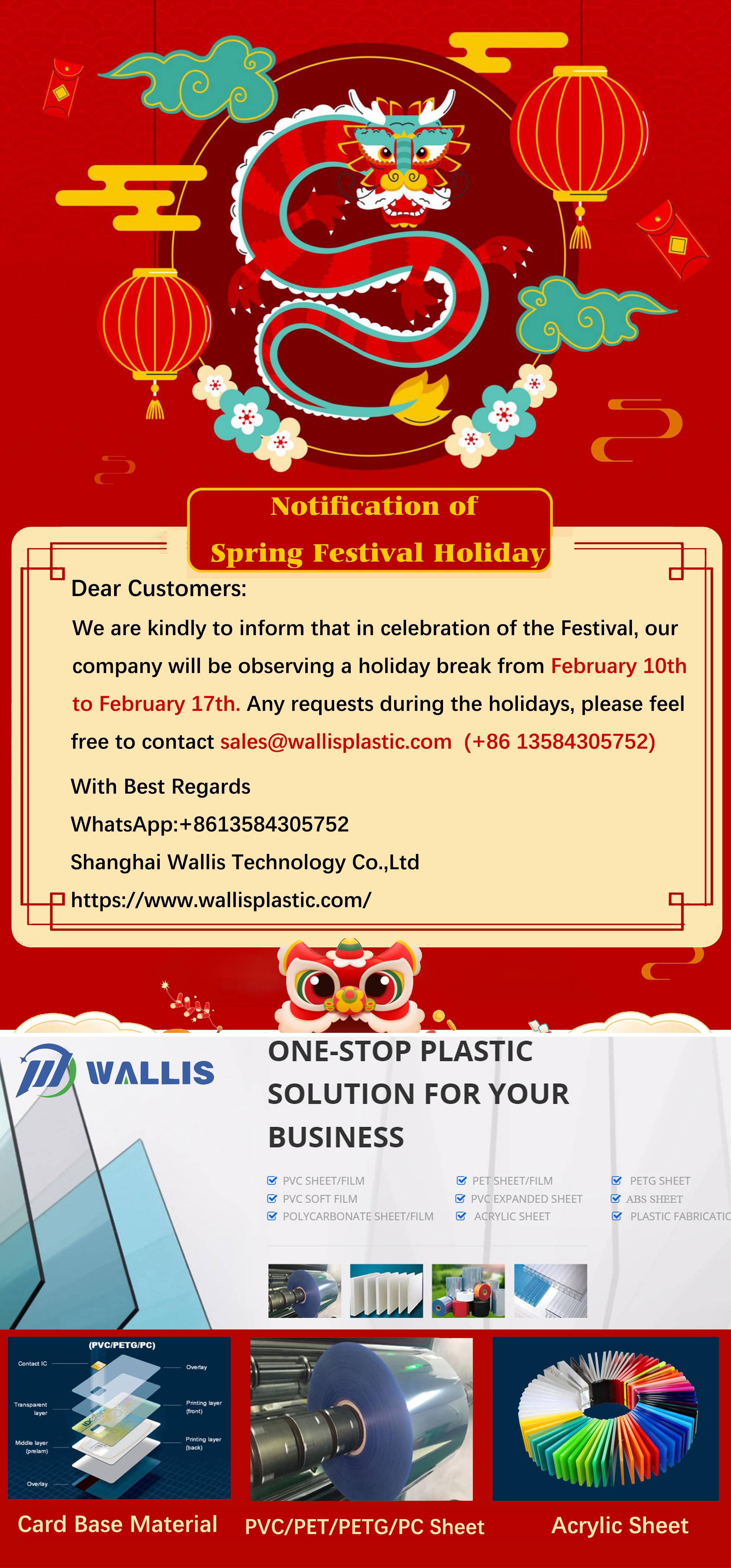 Shanghai Wallis Technology Ltd.: Celebrating the Spring Festival and Holiday Schedule