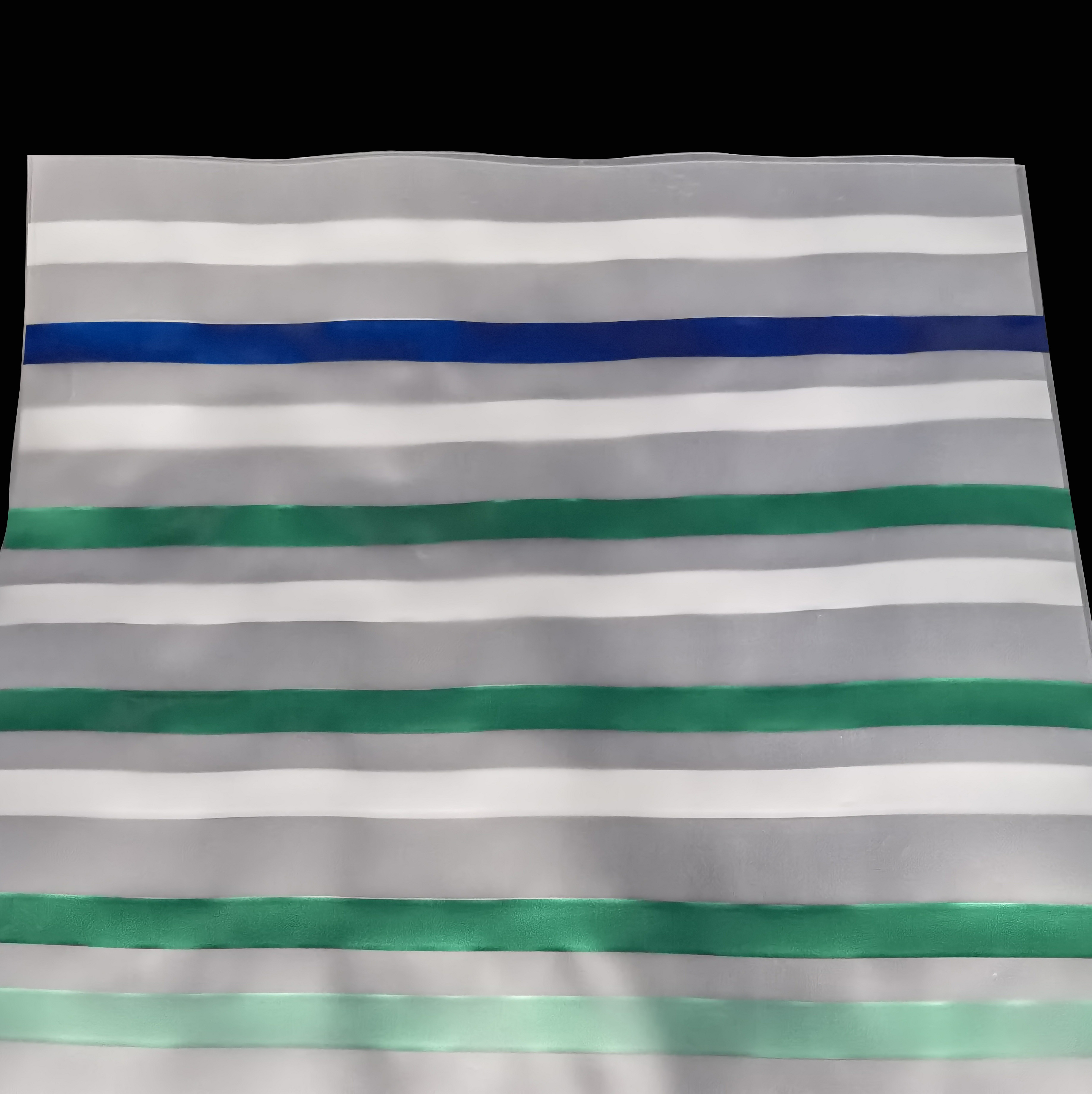 Gray-White Base Contrast Striped Flexible Material (Blue-Green Accent Version)