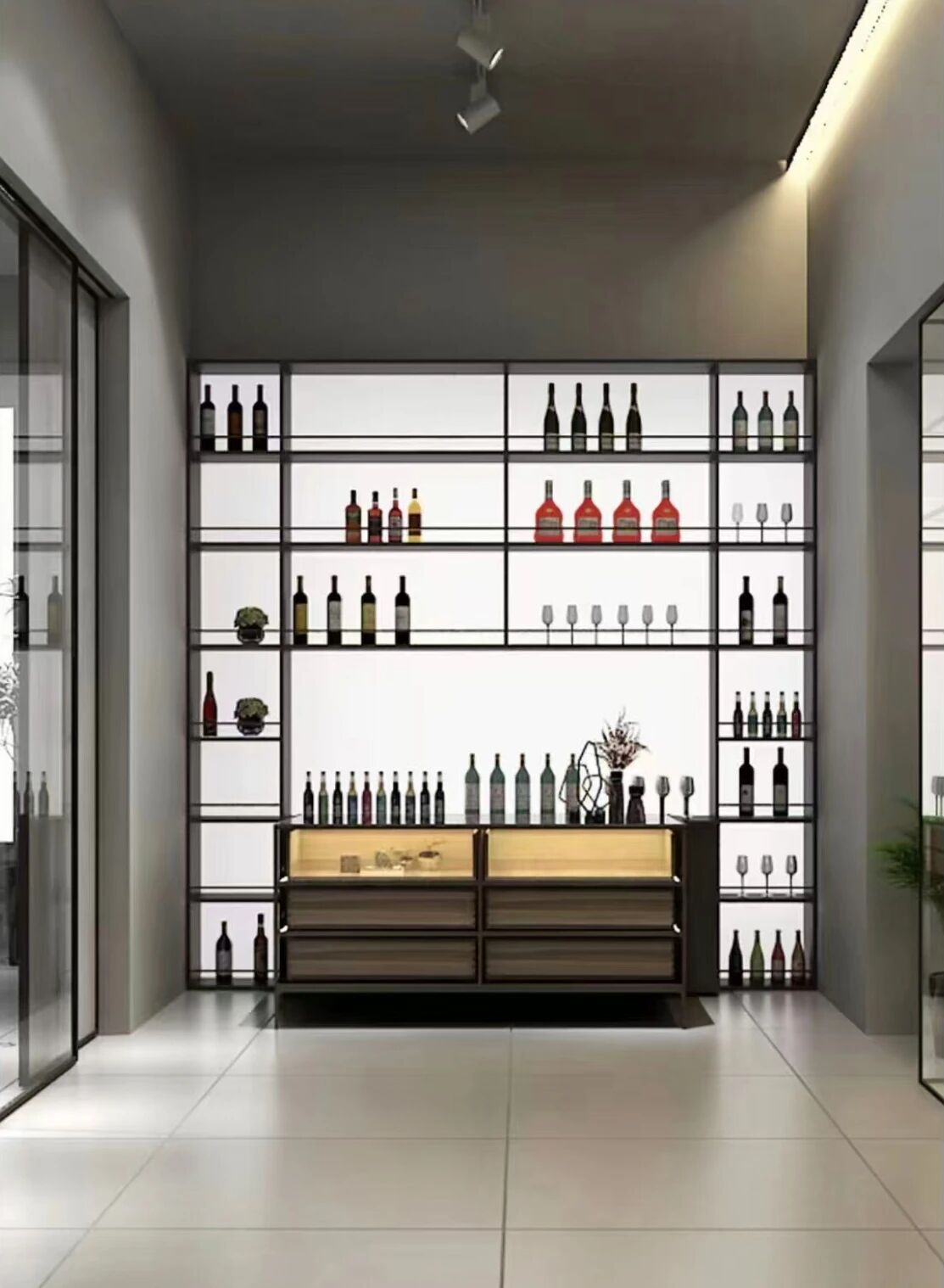 Frameless LED light panel backlighting in shops
